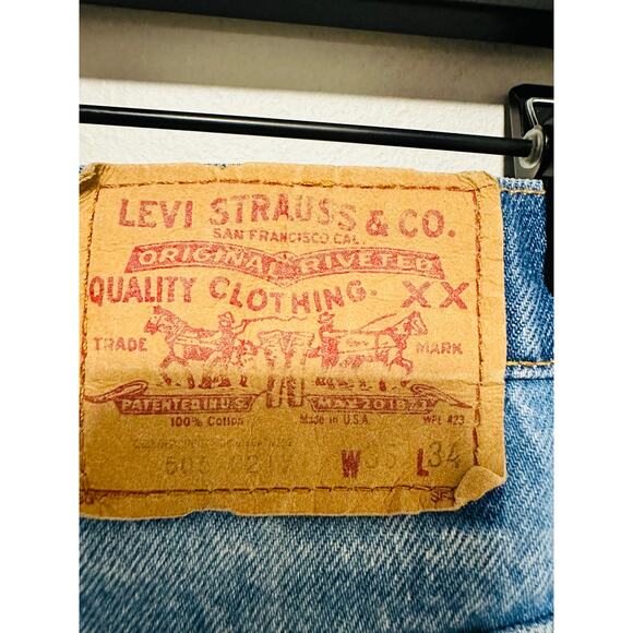 Vintage Levi’s Tie Dye 505 Style Wide Leg Bleached Washed Loose Fit Denim Jeans - Picture 6 of 10